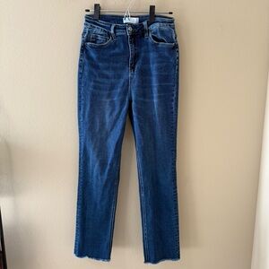 Vervet Growing Light Super High Rise Slim Straight Jeans 29 Womens Denim Raw Hem